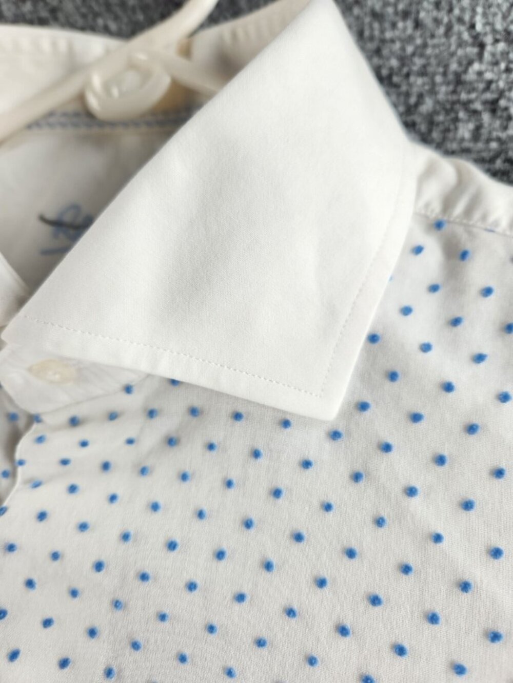 Robert Graham 42 16.5 White Blue Polka Dot Long Sleeve Button Up Shirt Cotton - Picture 4 of 16